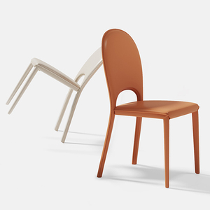 一禾餐椅家用简约现代北欧小户型餐厅马鞍皮椅子设计师款靠背凳子