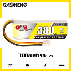 高能GNB 380mAh 2S 7.6V 90C HV 单边出线 适用于蚊车锂电池