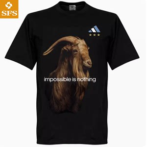 阿迪达斯梅西山羊图案纪念T恤运动休闲男短袖纯棉夏季T恤IT2438