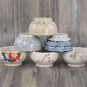 日韩式拉面碗 陶瓷手绘釉下彩大号面碗汤碗拌饭碗 和风餐具米饭碗