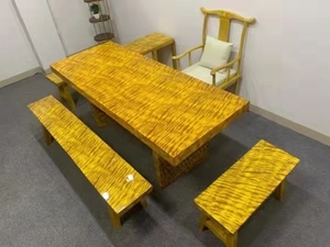 金丝楠木整块大板茶桌实木茶台新中式原木家具花梨木办公桌餐桌