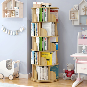 旋转书架360度书柜儿童落地绘本架简约家用学生宝宝简易置物架子