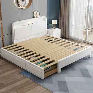 实木床沙发子母儿童小户型推拉储物拼接床现代简约拖床伸缩抽拉床
