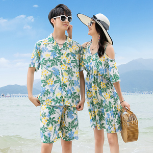 沙滩裙显瘦连衣裙海边渡假亲子情侣装夏装海南三亚大码旅游套装