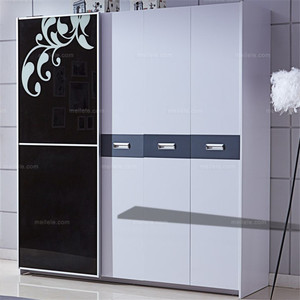 美乐乐家具蒂美悦现代风格经典黑白灰 趟拉组合2.0米实用移门衣柜
