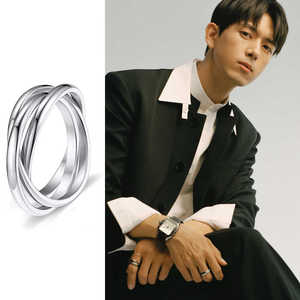 李现同款戒指个性简约三生三世三环钛钢指环时尚潮个性小众设计男