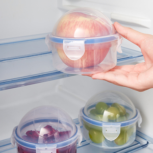食品级苹果保鲜收纳盒迷你小容量便携储物圆形透明塑料水果密封盒