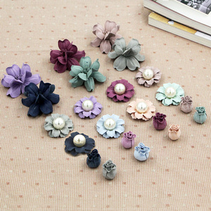 韩国超纤花朵diy手工配件珍珠花朵胸花服装花朵配件包包饰品