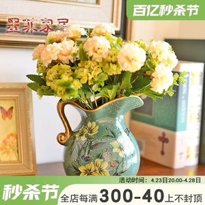 陶瓷小花瓶摆件客厅插花欧式美式餐桌家居复古仿真花干花装饰北欧