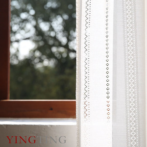 Inari伊纳里 白色镂空剪影纱竖纹纯色窗纱窗帘定制客厅现代不透人