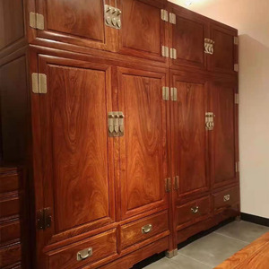 红木衣柜非洲花梨木中式衣柜卧室现代简约实木衣橱定制红木顶箱柜