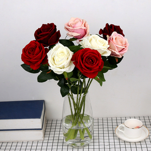 假花仿真花摆件插花室内客厅塑料装饰品花艺防真绢花玫瑰花束摆设