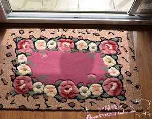 紫薇花朵剪花地垫 卧室床边地毯门垫卫生间吸水防滑地毯 门口地垫