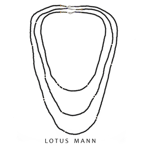 黑玛瑙与手打银珠长短款项链男女简约珠链Lotus Mann
