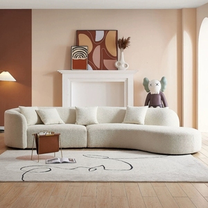 布艺沙发客厅现代简约奶油风异形意式极简轻奢设计师月亮弧形沙发