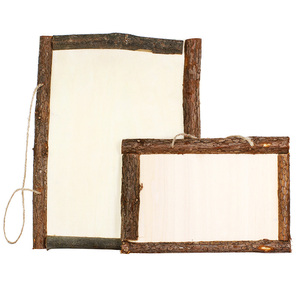 树皮相框 儿童手工DIY木质白胚相框雪花泥珍珠泥粘土画框环境装饰