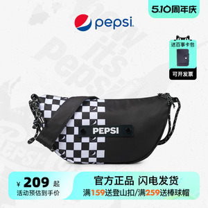 Pepsi百事包包女2022新款潮流帆布包时尚格子斜跨包水饺型腰包男