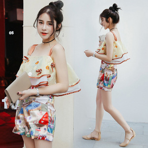 新款泰国潮牌连体裤裙女夏欧根纱吊带裙子海边度假两件连衣裙短裙