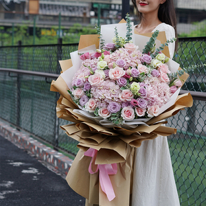 北京鲜花速递同城巨型超大绣球花束玫瑰上海深圳成都送女友生日花