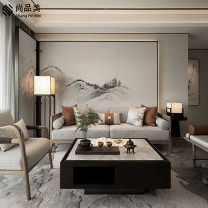 轻奢中式风布艺沙发组合样板房酒店别墅大小户型客厅沙发家具定制