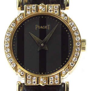 Piaget伯爵Polo系列18K金镶钻黑色盘石英古董女手表中古表81435