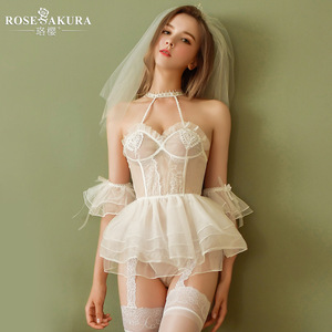 情趣内衣婚纱浪漫新娘制服大码150斤xl蕾丝诱惑性感激情套装床上
