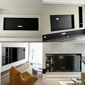 轻奢不锈钢电视机背景墙壁龛嵌入式金属隔板储物收纳展示壁柜定制