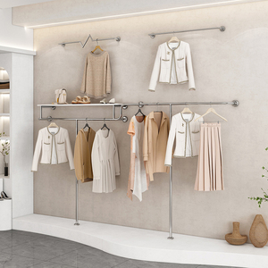服装店铺展示架创意不锈钢造型带层板货架女装店陈列布置设计定制