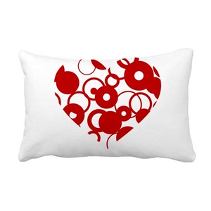 情人节红色心形圈圈图案靠枕抱枕腰枕沙发靠垫双面含芯礼物靠枕