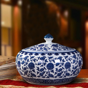 景德镇陶瓷米缸米桶家用带盖招财防潮密封10斤20斤零食杂粮储物罐