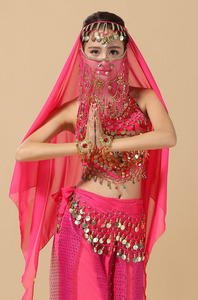 面纱印度舞蹈表演出服面纱蹈道具肚皮舞配饰新款梅花纱巾面罩面纱