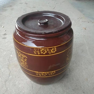 烧花土陶坛陶瓷缸米缸米酒缸发酵用油坛配盖50斤60斤水缸陶缸家用
