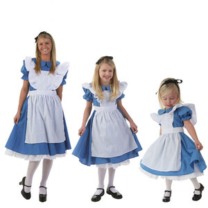 万圣节COS女仆儿童成人女蓝色全棉爱丽丝梦游仙境Alice爱丽丝服装