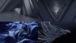 视觉创意布料线条生长概念动画视频素材 服装布料三维动画编织