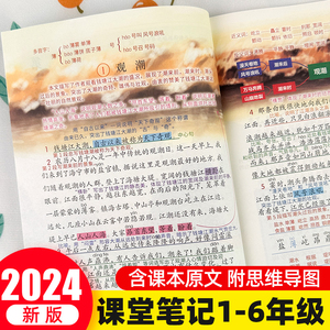 2024新版课堂笔记一二三四五六年级上下册语文数学英语人教版小学随堂课本同步讲解教材全解读书贴状元大七彩黄冈学霸辅导资料预习