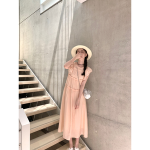 仙女春夏季穿搭温柔浪漫氛围感法式甜美气质粉色长款连衣裙子2024