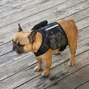 狗狗自背包书包牵引绳背心式外出宠物自己背的包法斗柯基柴犬胸背
