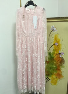特价秒杀OU欧点1203133044 长款粉色蕾丝连衣裙1899