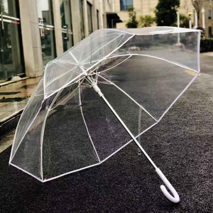 Qiutong可2-3人使用抗风铝中棒加大115cm伞面透明雨伞长柄透明伞