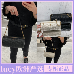 Lucy代购YSL圣罗兰Sade系列金标logo链条小羊皮圆筒包腋下包单肩