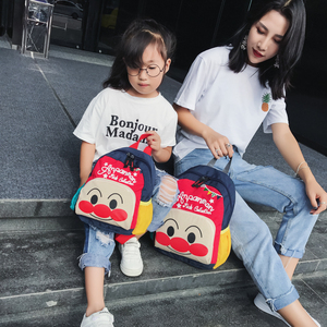 韩版超人亲子双肩包男女宝宝可爱卡通幼儿园书包成人帆布休闲背包