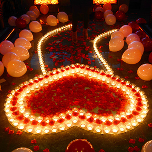 蜡烛浪漫惊喜生日求婚创意布置用品求爱表白意心形道具场景情人节