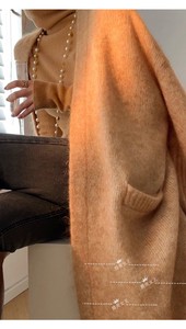 秋冬装长版简约针织开衫女士休闲羊毛上衣马海毛宽松气质毛衣外套