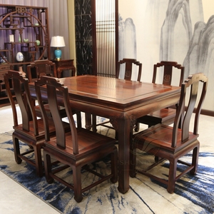 印尼黑酸枝新款和美餐桌东阳明式长方桌红木家具实木阔叶黄檀饭桌