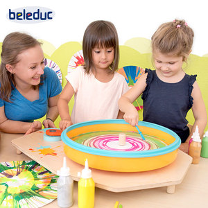 贝乐多beleduc 色彩魔法盘刮刀颜料瓶圆形纸幼儿园美术绘画玩具4+