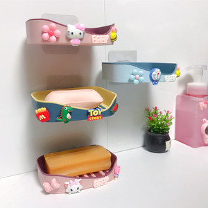 可爱香皂肥皂盒卡通卫生间强力吸盘免打孔沥水皂架吸壁壁挂式儿童