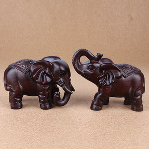 黑檀实木大象摆件一对木雕木头小象电视柜客厅家居装饰木质工艺品