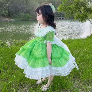 生日礼物洛丽塔女童公主裙夏季轻薄款西班牙蓬蓬裙洋气短袖连衣裙