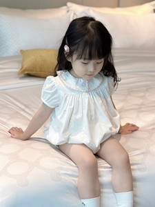 可爱纯棉幼儿宝宝爬行服短袖睡衣舒适夏装6-36个月新生儿全棉童装