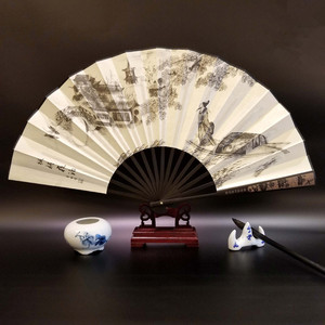 10寸中国古典手工折叠绢布竹扇子男式复古风日常随身相声演出道具